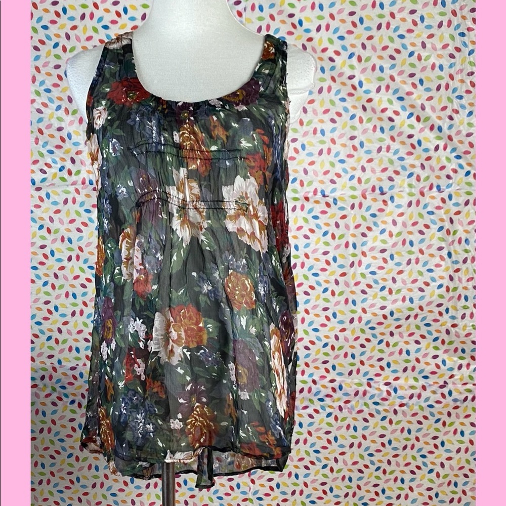 BOGO - Sheer floral summer top, sleeveless, size L, NWOT